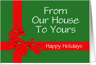 Christmas-From Our House to Yours-Poinsettias-Custom Card