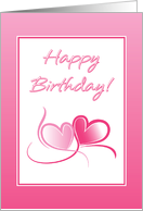 Happy Birthday-On Valentine’s Day-Pink Hearts card