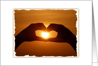 Heart Shaped Hands Capturing The Sunset Blank Note card