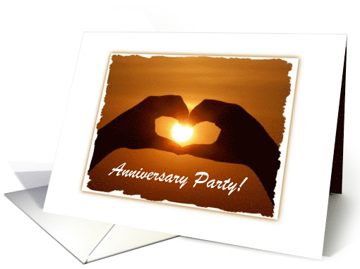 Romantic Anniversary Party Invitation Sunset Heart-Custom card