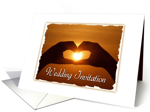 Romantic Wedding Invitation With Sunset And Heart card (642573)