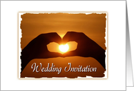 Romantic Wedding Invitation With Sunset And Heart card