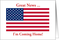 Coming Home Announcement From Service Patriotic American Flag card