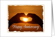 Romantic Wedding Anniversary For Couple Sunset Heart card