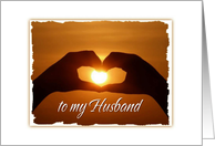 Romantic Card With Sunset And Heart For Husband card