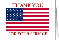 Thank You For Your Service American Flag Patriotic card