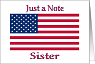 Blank Note For Sister With American Flag card