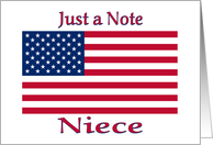 Blank Note For Niece With American Flag card