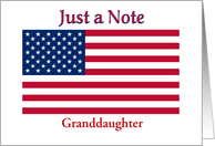 Blank Note For Granddaughter With American Flag card
