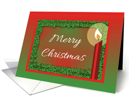 Merry Christmas-Candle and Holly card (671357)