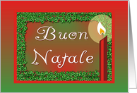 Buon Natale-Italian-Christmas-Candle-Holly-Red-Green card