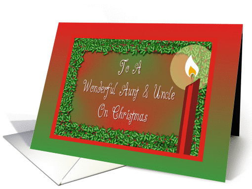 Christmas-Candle-Holly-Red-Green-For Aunt and Uncle card (674812)