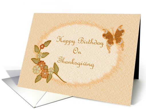 Birthday On Thanksgiving-Fall Foliage-Butterfly-Digital Design card