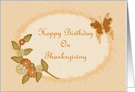 Birthday On Thanksgiving-Fall Foliage-Butterfly-Digital Design card
