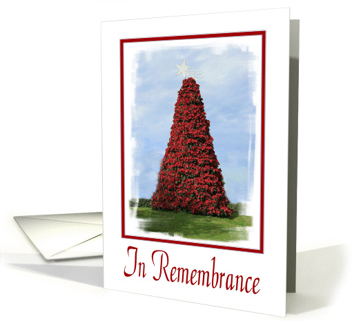 In Remembrance On Christmas-Poinsettia Plant-Christmas Tree-Star card