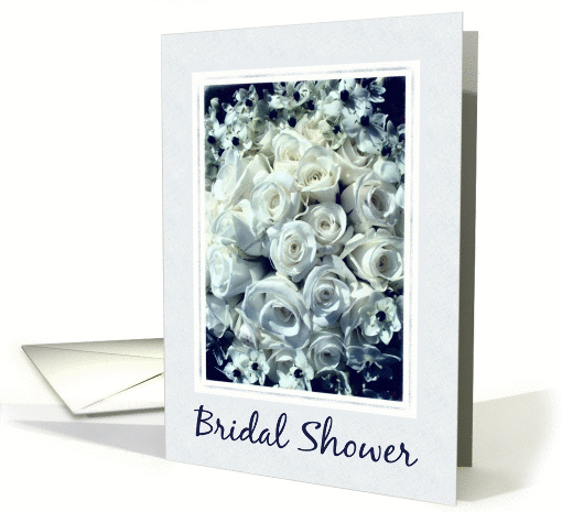White Rose Bouquet-Bridal Shower-Elegant Floral card (721907)