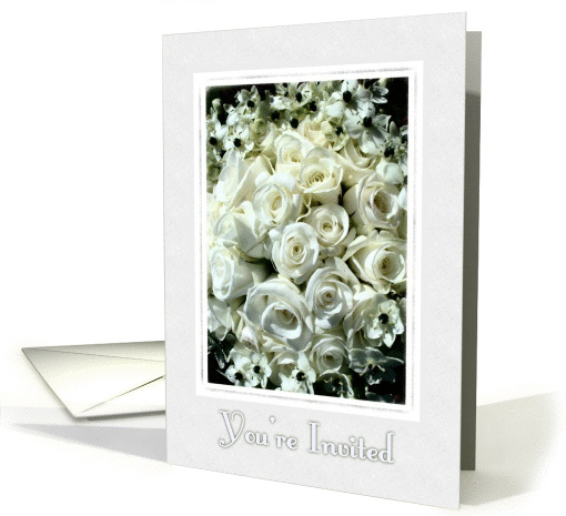 Beautiful White Rose Bouquet-Invitation card (721909)