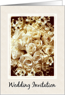 Elegant White Roses Bouquet-Wedding Invitation card