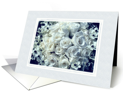 Elegant White Roses Bouquet Bridal Party Invitation card (722588)