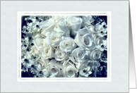 Elegant White Roses Bouquet Bridal Party Invitation card