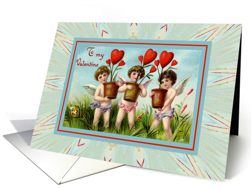 To My Valentine-Be Mine-Valentine Cherubs-Hearts card (755843)