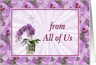 Birthday-From All Of Us-Purple Flowers-Mosaic Border card