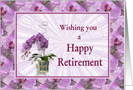 Happy Retirement-Purple Flowers-Mosaic Border card
