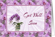 Get Well Soon-Purple Flowers-Mosaic Border card