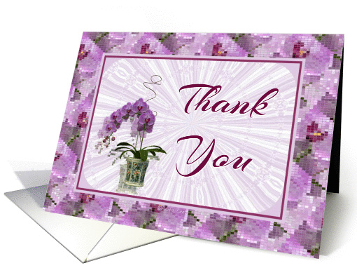 Thank You-Purple Flowers-Mosaic Border card (767151)