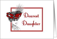 Birthday-For Daughter-Victorian-Lady In Red Hat-Old Fashion card