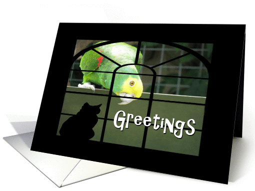 Greetings-Parrot-Cat Silhouette card (834776)