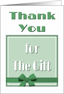 Thank You For The Gift-Gift With Green Bow card