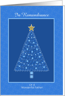In Remembrance-Of Dad-Blue Holiday Tree-Gold Star-Christmas Tree card