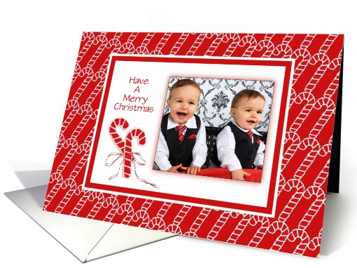 Merry Christmas-Candy Canes-Custom-Photo card (889028)