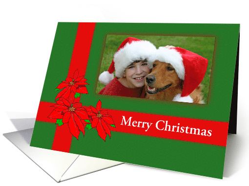 Merry Christmas-Poinsettias-Custom-Photo card (889029)