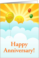 Happy Anniversary Employee Sunshine Happy Face With Balloons In Clouds card