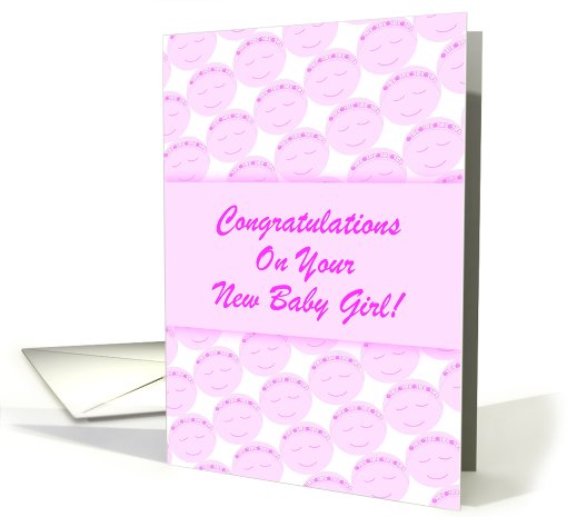 Congratulations-New Baby Girl-Pink Happy Faces-Custom card (922348)