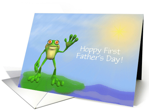 First Time Father's Day-Frog on Lily Pad-Custom card (933097)