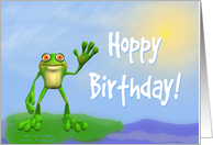 Hoppy Birthday-Frog on Lily Pad-Humor-Amphibian card