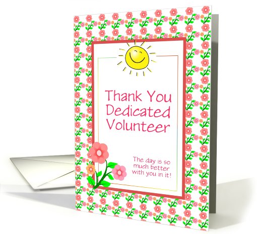 Thank You-Volunteer-Sun and Flowers-Custom card (934697)