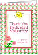 Thank You-Volunteer-Sun and Flowers-Custom Card