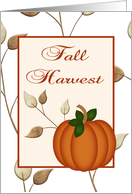 Fall Harvest Invitation-Pumpkin and Fall Leaves-Custom card