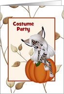 Costume Party-Leopard Girl-Pumpkin-Fall Leaves-Custom card