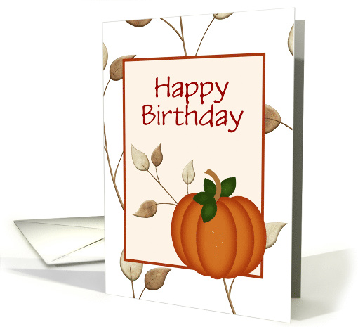 Happy Birthday On Halloween With Pumpkin And Autumn Leaves card