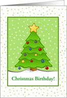 Christmas Birthday-Christmas Tree-Snow-Custom Card
