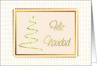 Feliz Navidad Gold Tree Christmas Card-Spanish card