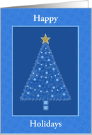 Happy Holidays-Blue Holiday Tree-Gold Star-Custom card