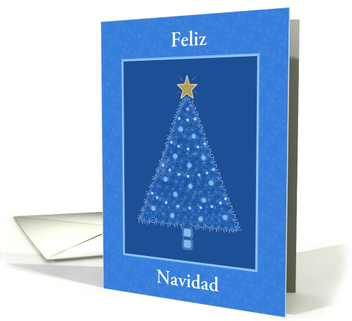 Feliz Navidad-Holiday Tree-Gold Star-Spanish-Custom card (986651)