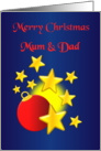 Merry Christmas Mum And Dad Bauble And Stars card