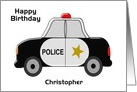 Police Car Custom Name Birthday card